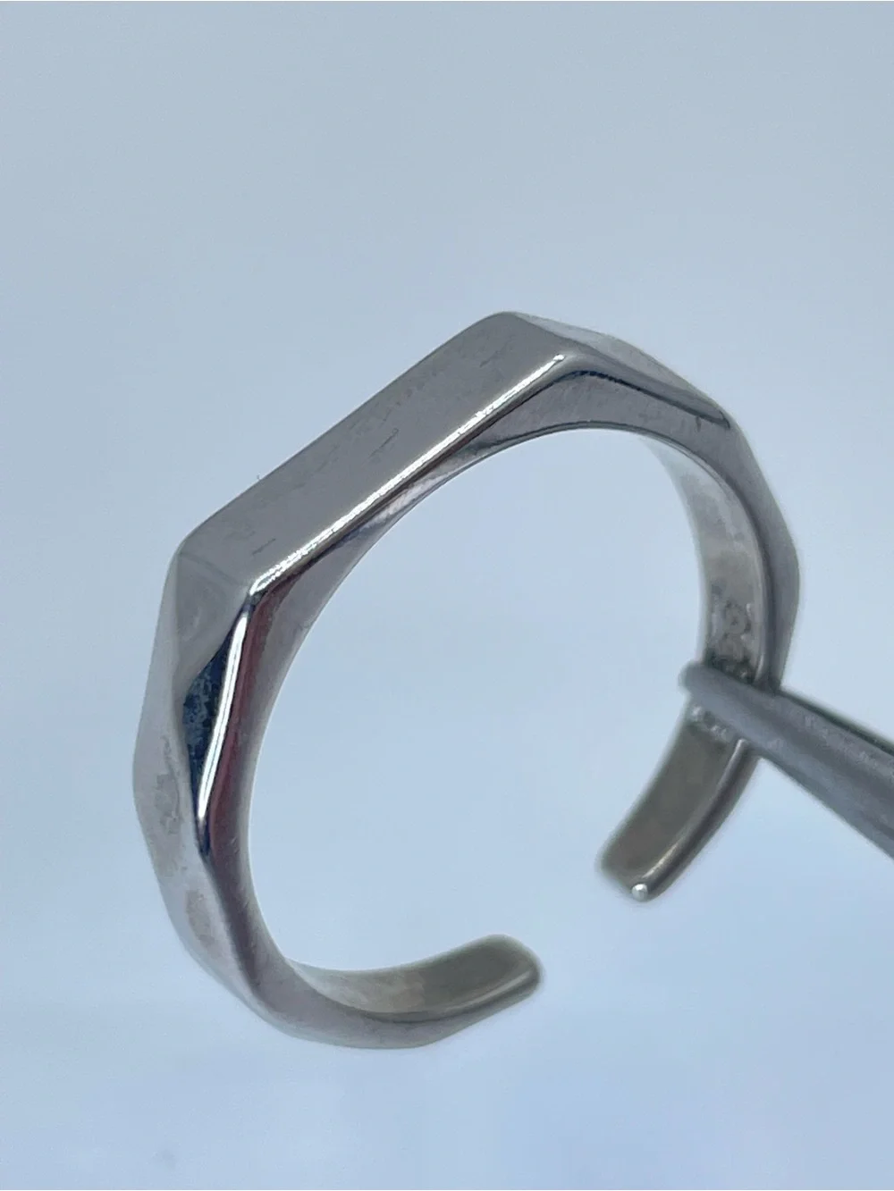925 Sterling Silver Open Band Ring Sz 8 Minimalist Modern Geometric Stacking